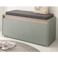 Furn.Design Schuhbank Center (Garderobenbank in Salbei Grün mit Eiche, 100 x 45 cm), mit 4 Fächern