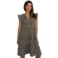 hutch&putch Sommerkleid Musselin Kleid Damen 100% Bio-Baumwolle mit gerüschten Ärmeln (1-tlg) weich und atmungsaktiv - Volantkleid - kurzes Kleid - Midikleid