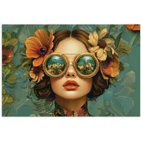 MuchoWow Poster Frau - Blumen - Schmetterlinge - Natur - Vintage, (1 St), Poster ohne Rahmen, Wandbild, Wandposter, 30x20 cm