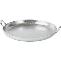 MichaelNoll Dekotablett Tablett Aluminium Griffe Rund - Serviertablett aus Metall - 52 cm