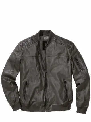Mey & Edlich Herren Lederblouson Cockpit Grau 100 % Leder (Lammnappa)