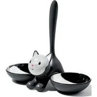 Alessi Katzen-Futterspender Katzennapf schwarz Tigrito, Katzennapf schwarz Tigrito, 0,55 l, Edelstahl 18-10, schwarz