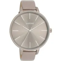 OOZOO Quarzuhr XL Damenuhr C11347 Taupe Lederband 48 mm C11347