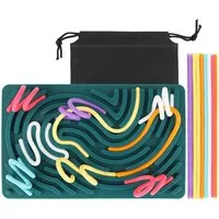 FOUORTUNATE-BEE Motorikschleife Sensory Activity Board Silikon Sensory Fidget Spiel Toys, (Doppelseitiges Sensorisches Spielzeug Leises Brett Beruhigendes Fidget-Spielzeug für Beruhigung, Stress), mit Reisetasche & 20 Zubehör Schnüren