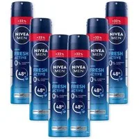Nivea Men Deo-Spray Fresh Active XL 6x200ml DERMA 48h Aktiv-Schutz, 6-tlg., mit 48H Trockenschutz
