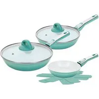 Genius Pfannen-Set Cerafit Revolution Pfannen Set 7-tlg. 20+24+28 CM, 2 Glasdeckel, Keramik (7tlg., Pfannen Set), ThermoSpeed Induction Technology