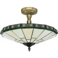 Licht-Erlebnisse Deckenleuchte NEW YORK, ohne Leuchtmittel, Deckenlampe Glas Metall Tiffany Stil E14 Beleuchtung Wohnzimmer