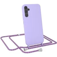 EAZY CASE Handykette Runde Silikon Kette für Samsung Galaxy A34 5G 6,6 Zoll, Handy Band Schutzhülle Back Cover Full Color Matt Crossbag Violett Mix