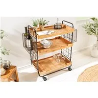 riess-ambiente Servierwagen SEVEN SEAS 80cm natur / schwarz, Massivholz, Metall, rollbar, Stauraum, (Einzelartikel, 1 St), Küchenwagen mit Rollen - ideal für Küche, Essbereich und Esszimmer