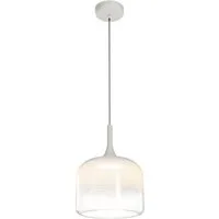 Licht-Erlebnisse Pendelleuchte RILUM, LED fest integriert, Warmweiß, LED Glas Metall 3000 K warmweiß 1600 lm Ø 26 cm H: max. 339,5 cm Weiß