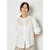 Apricot Spitzenbluse Smokbluse mit Stickerei