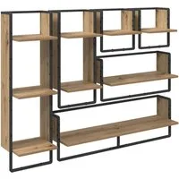 vidaXL Regal Wandregal-Set Wandhalterung 6 pcs Artisan-Eiche Holzwerkstoff, 6-tlg.