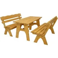 TPFGarden Garten-Essgruppe Drieburg, (3-tlg., Outdoor Garten Garnitur aus massivem Kiefernholz), 2x Bank 3-Sitzer & 1x Tisch 72x150cm - Hochwertige Verarbeitung
