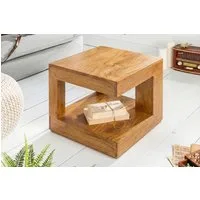 riess-ambiente Couchtisch GIANT 45cm natur - Mangoholz, Massiv, mit Ablagefach, honey finish, Eckiger Beistelltisch - ideal für Wohnzimmer, Schlafzimmer oder Lofts