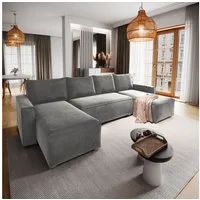 Masseno Ecksofa DENI mit Schlaffunktion U-Form, Sofa mit Bettkasten