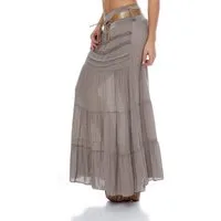 malito more than fashion Sommerrock malito Damen Maxi Rock mit Strickmuster, langer Rock mit Gürtel, luftiger Maxirock