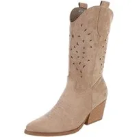 Ital-Design Stylische Stiefeletten mit filigranem Design und Komfort Westernstiefel (91409502) Blockabsatz Stiefel in Hellbraun