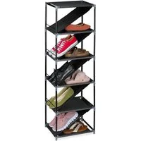 relaxdays Schuhregal für 11 Paar Schuhe, schwarz