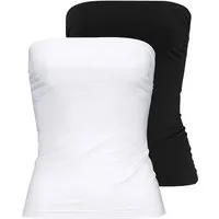 Melrose Bandeautop (2er-Pack) mit Raffung an der Naht, durchgestepptes Rumpfabschluss