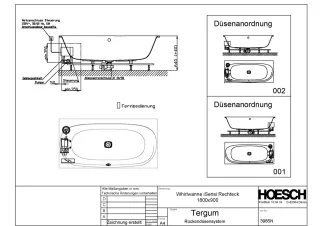 Hoesch Monolith Einbau Whirlwanne iSensi Rechteck 1800x900 mit System Tergum 3985N.010305002