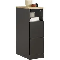 SoBuy Beistelltisch FBT149, Nachtschrank Beistelltisch mit 2 Schubladen, Nachttisch schmal, Platzsparendes Möbelstück für Schlafzimmer & Nischen, Ideal für Mieter