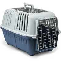 lionto Tiertransportbox 58,5x35,5x40 cm für Katzen, Meerschweinchen, Kaninchen, kleine Hunde bis 15 kg, Metalltür und -öffnung