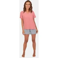 TOM TAILOR Shorty Westport (2 tlg) mit Print, Kurzarm, V-Ausschnitt, kurze Hose, Baumwollmix