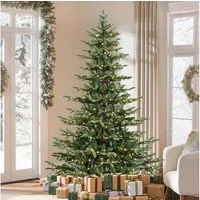 GarveeMore Künstlicher Weihnachtsbaum mit LED-Lichtern, für Innenbereich, Wohnzimmer, Büro, Schaufenster, 137/152/183/229 cm