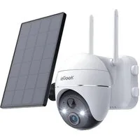 TWUFY Überwachungskamera ieGeek 2K 3MP Überwachungskamera Aussen Solar/Akku mit Solarpanel (Außenbereich, Outdoor, außen, Aussen, 355°/120° Pan Tilt Kabellose Überwachungskamera mit 2-Wege-Audio, 1-tlg., Farbige Nachtsicht, PIR Bewegungsmelder, Siren