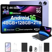 POCKAM 2026 P11 Pro Android 16 Tablet mit Tastatur 11" 2.4K FHD+ 8800mAh 18W Tablet (11", 128 GB, Android 16, WIFI, mit Tastatur, Stift & Maus, Gemini AI, Widevine L1, Face ID, GPS, OTG)