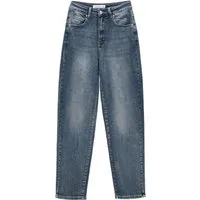 Ital-Design Mom-Jeans Vielseitige Damen Freizeitschuhe für Alltag und Arbeit (90635492) Used-Look Stretch High Waist Jeans in Blau