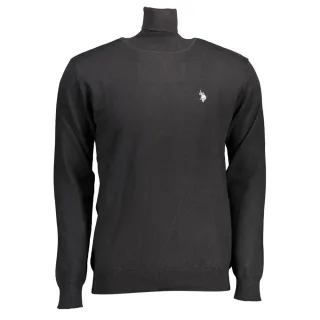 U.S. POLO ASSN. Schwarzer Baumwoll-Herrenrollkragenpullover