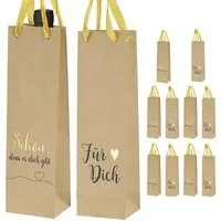CEPEWA Weinflaschenhalter Flaschentüte 'Für Dich' 2 Motive 12er Set 8x35x8cm Papier 160gsm