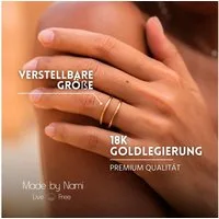 Made by Nami Fingerring Breiter Goldener Boho Edelstahl Ring Zwei-Dünne-Stränge-Design, Damen Schmuck Größenverstellbar & Wasserfest