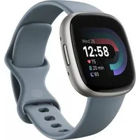 fitbit Fitbit Versa 4 Smartwatch Wasserfallblau Platinschale Smartwatch (iOS - Apple), Fitbit Versa 4, Wasserfallblau mit platin Gehäuse