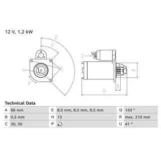 Bosch Anlasser 1,2 kW BMW 2er X1 Mini Mini 0986025000