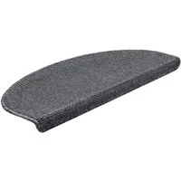 en.casa Stufenmatte, halbrund, 15er Set Treppenmatten halbrund 65x24cm selbstklebend Dunkelgrau