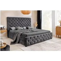 riess-ambiente Boxbett PARIS 180x200cm grau · Kingsize-Bett mit Stauraum aus Samt (Einzelartikel, 1-St), Chesterfield-Design · inkl. Lattenrost und Bettkasten