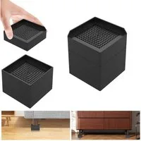 Diwzbyn Möbelfuß Möbelerhöhung 1 / 4er Set, 3 Zoll Möbelfuß Erhöhung, Stapelbar, Für Bett, Sofa, Tisch & Waschmaschine, Stoßdämpfend