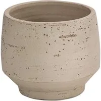 Dehner Übertopf Felix, rund, Keramik matt, Farbe creme, handgefertigter Indoor Blumentopf in modernem, schlichten Design
