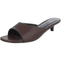 Ital-Design Damen Mules mit Blockabsatz und offener Spitze Pantolette (91849329) Pfennig-/Stilettoabsatz Pantoletten in Braun