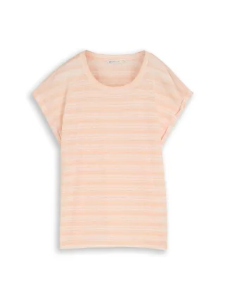 Denim Tom Tailor - T-Shirt mit Streifenmuster apricot white gradient stripe - Gr. - XS