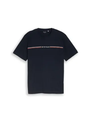 Tom Tailor - T-Shirt mit Logo-Print sky captain blue - Gr. - XL