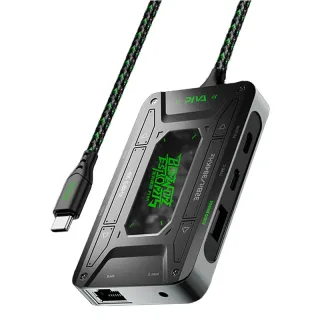Piva DS7 Pro 7-in-1 Docking Station USB Hub 4K60Hz HD PD100W Fast Charge Audio Bridge RJ45 1000Mbps USB3.1 for iPhone fo