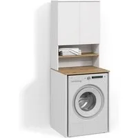 Livinity® Waschmaschinenumbauschrank Paolina, Weiß/Artisan, 68 x 88.2 cm 2 Teile mit Regal (1-St)