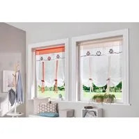 OTTO home Bindegardine Java (1 St), Stangendurchzug, transparent, Voile, Fertiggardine, transparent, mit bestickten Eulen