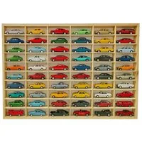 FabaHome Kinderregal Sammelvitrine für Modellautos, Setzkasten aus Holz mit 60 Fächern
