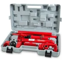 EBERTH Werkstattpresse Karosseriepresse Hydraulisch mit 10T Leistung, max. 10 in t, 7 Druckstücke, Spreizer, Koffer, Professionelles KFZ-Werkzeug
