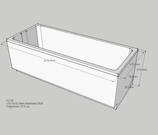 Neuesbad Wannenträger für Bette Select 1700x700 FE re./Übl. vo+hi SW11429