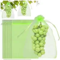 FELIXLEO Pflanzenschutzdach 100er Traubenschutzbeutel 20x30cm, Organza Obstnetze mit Zugband
